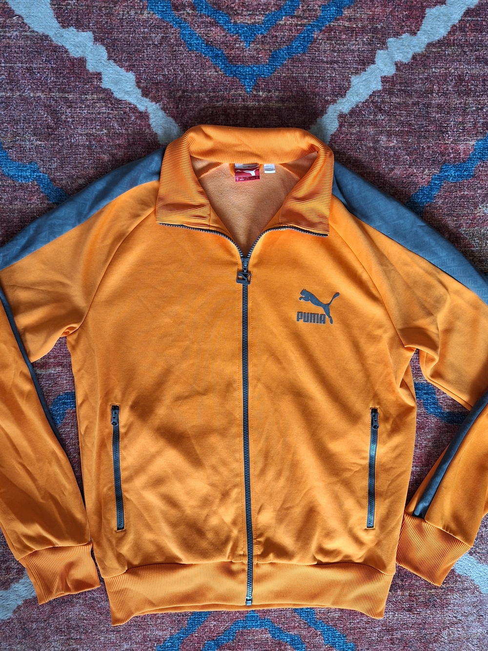 Puma Orange Zip Track Jacket with Gray Accents